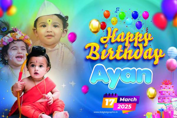 thumbnail Birthday Banner PSD Template 6x4 Editable Kids Birthday Poster Design